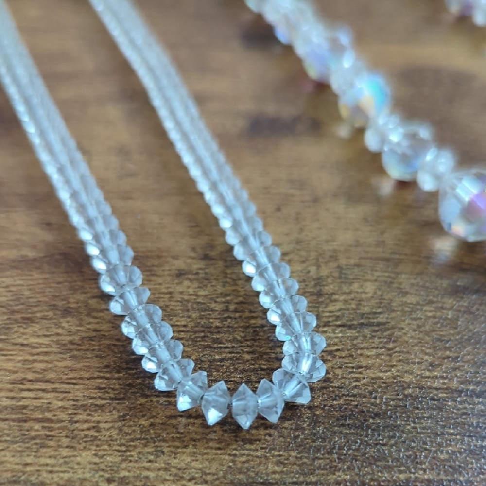 3 Vintage Crystal Glass Necklace Set - Picture 3 of 9